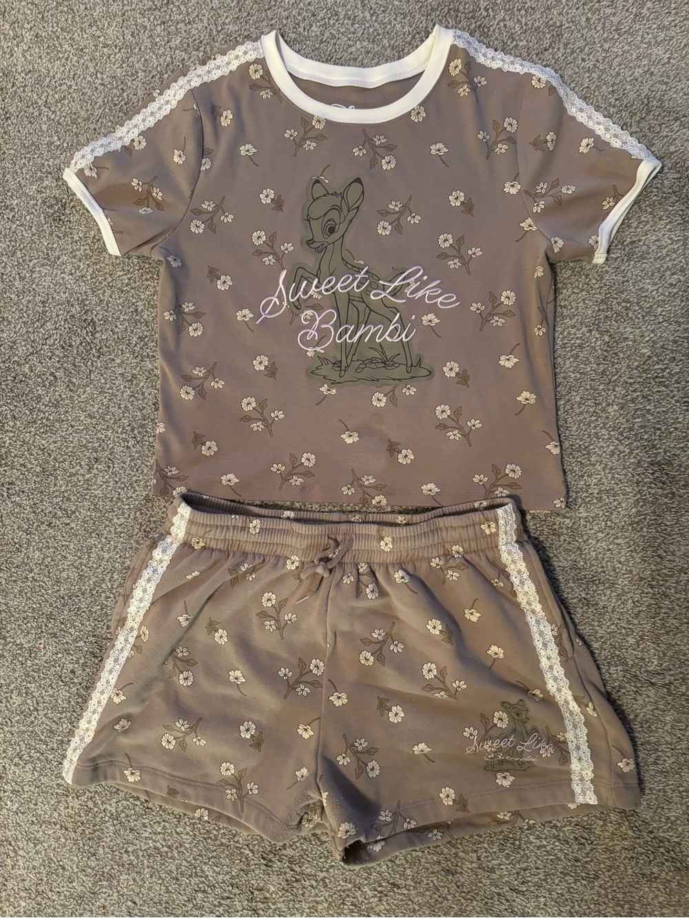 Sweet Like Bambi Juniors Taupe Floral  Set